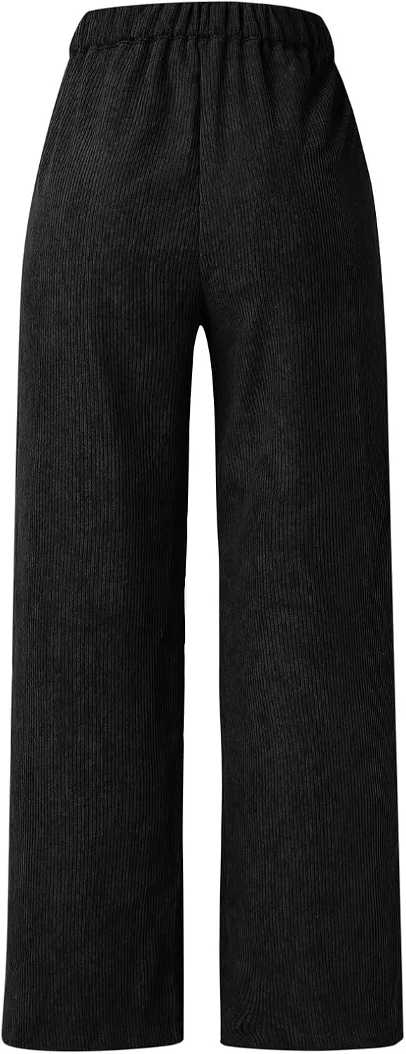 High Waist Cord Wide Leg Pants Straight Trousers Women Big Size Corduroy Pants Womens Clothes Plus Size
