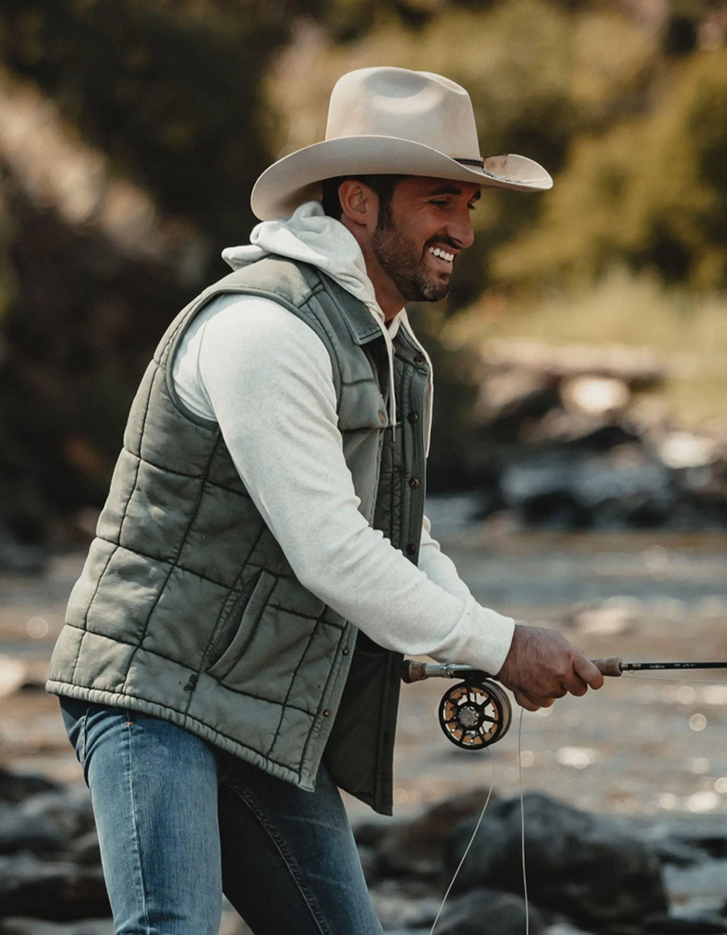 Jackie Premium Fleece Lodge Vest in Laurel Green