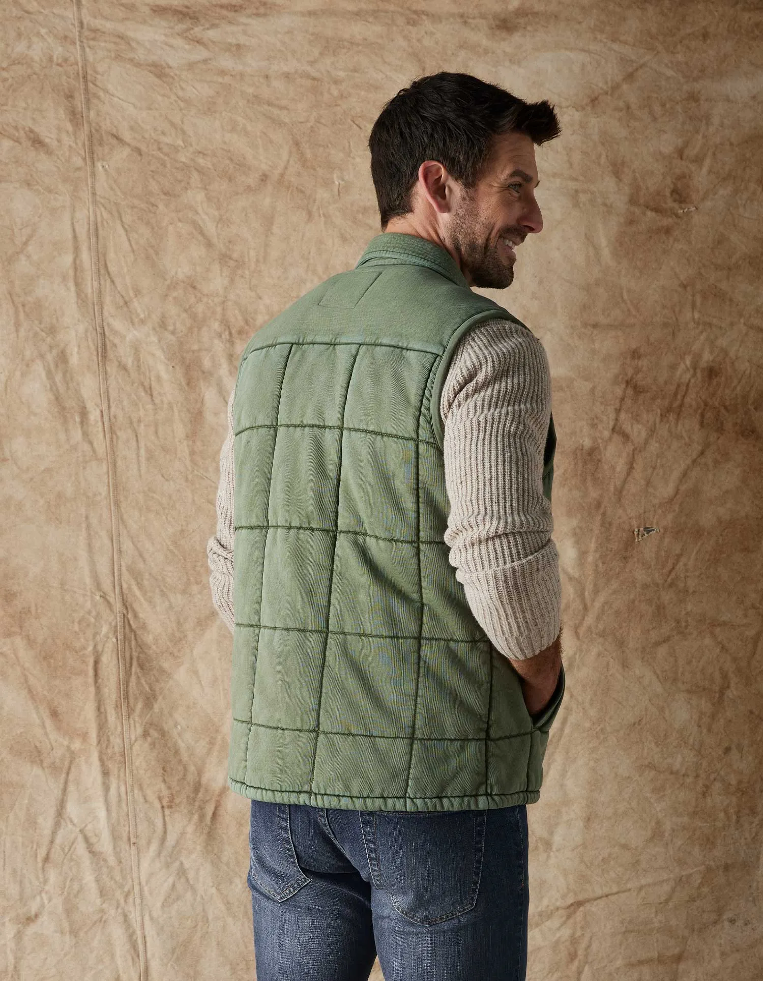 Jackie Premium Fleece Lodge Vest in Laurel Green