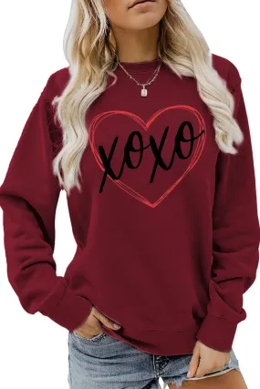 Joskaa Thin Line Heart Letter Graphic Sweatshirt