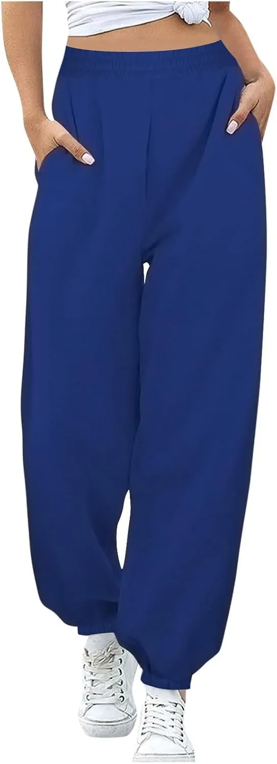 jsaierl Track Pants Women, Fall Winter Fleece Sweatpants Drawstring Lounge Straight Leg Pants Soft Comfy Joggers with Pockets