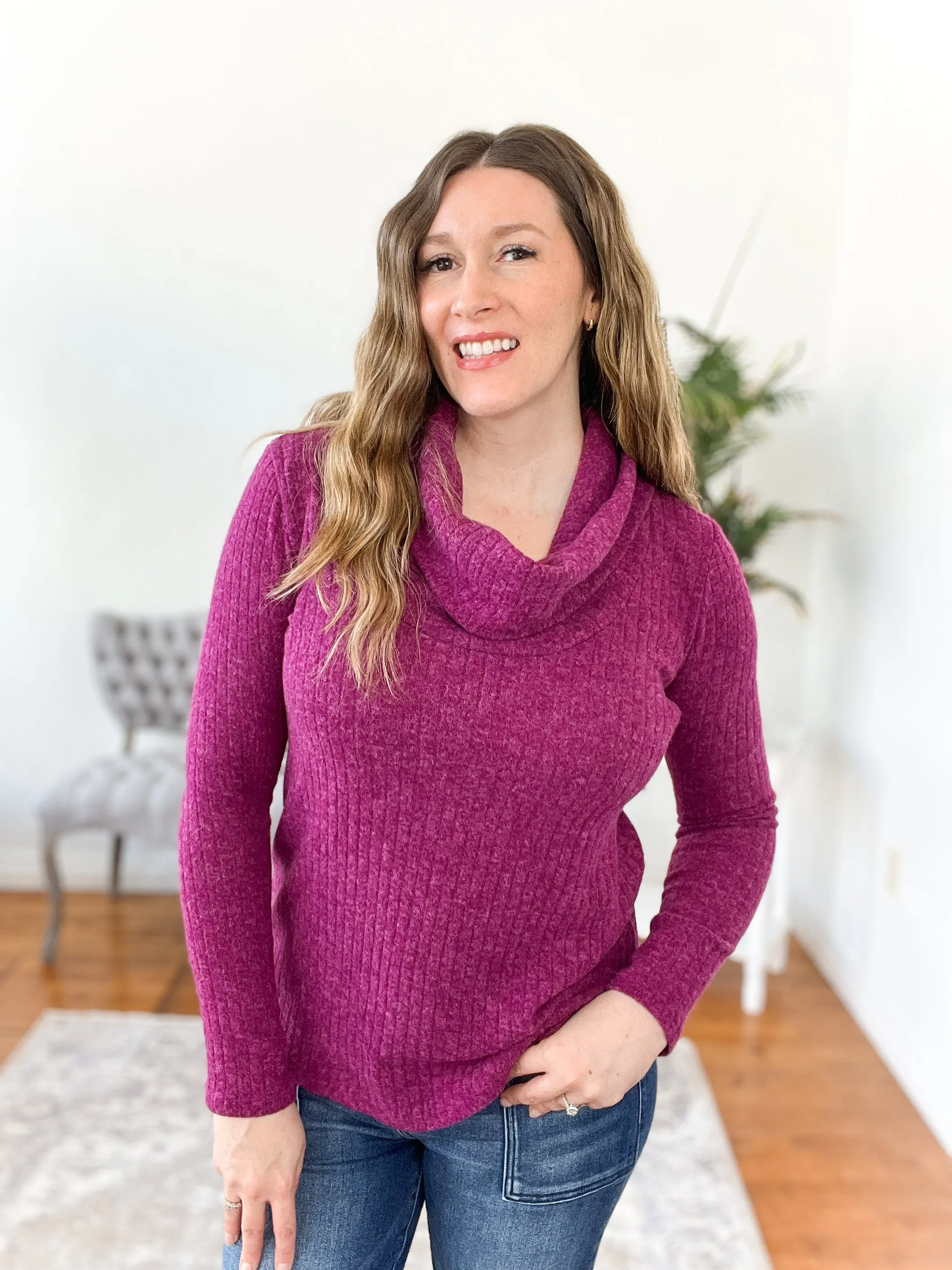 Kerri Cowl-Neck Brushed Sweater FINAL SALE
