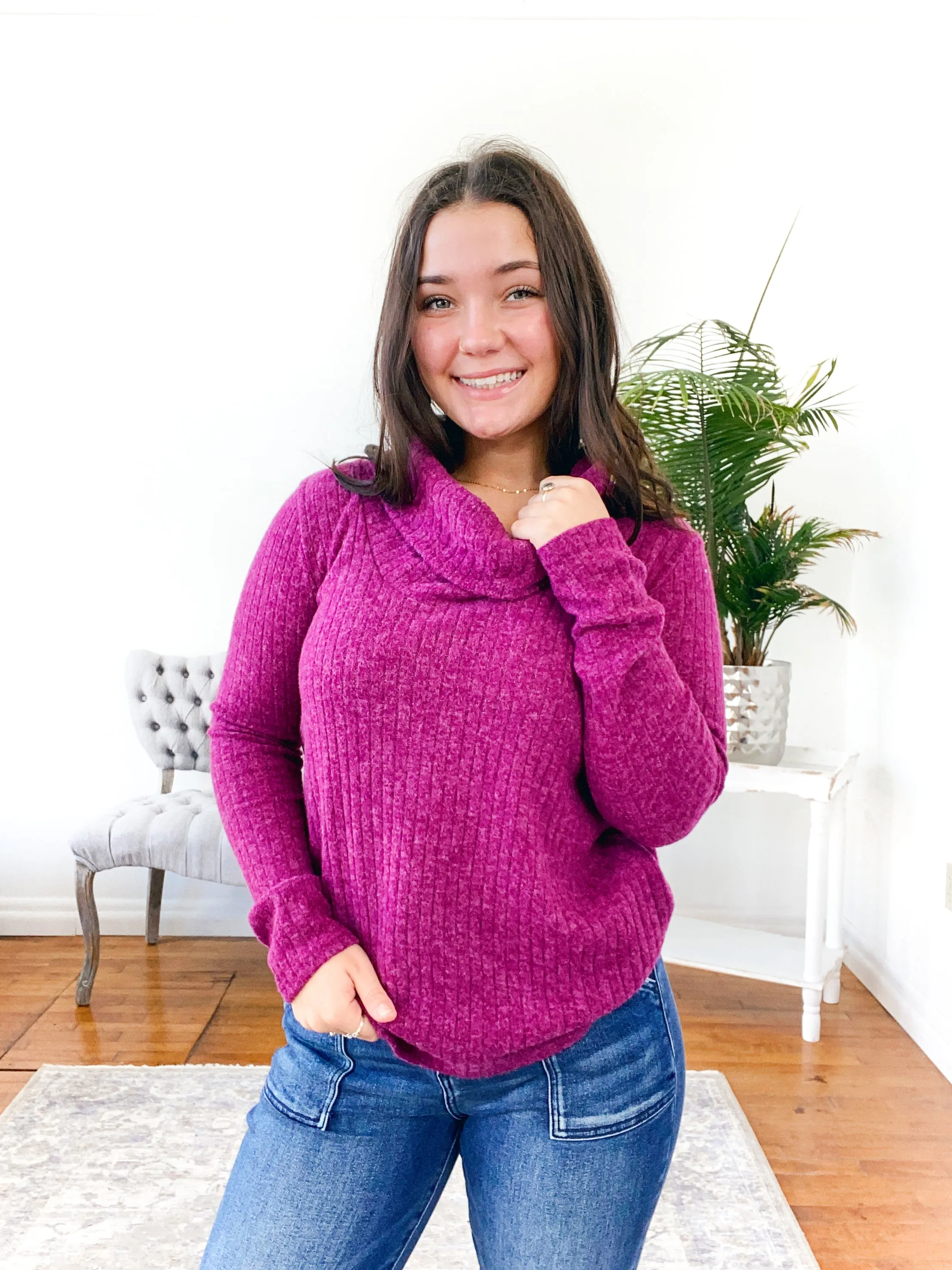 Kerri Cowl-Neck Brushed Sweater FINAL SALE