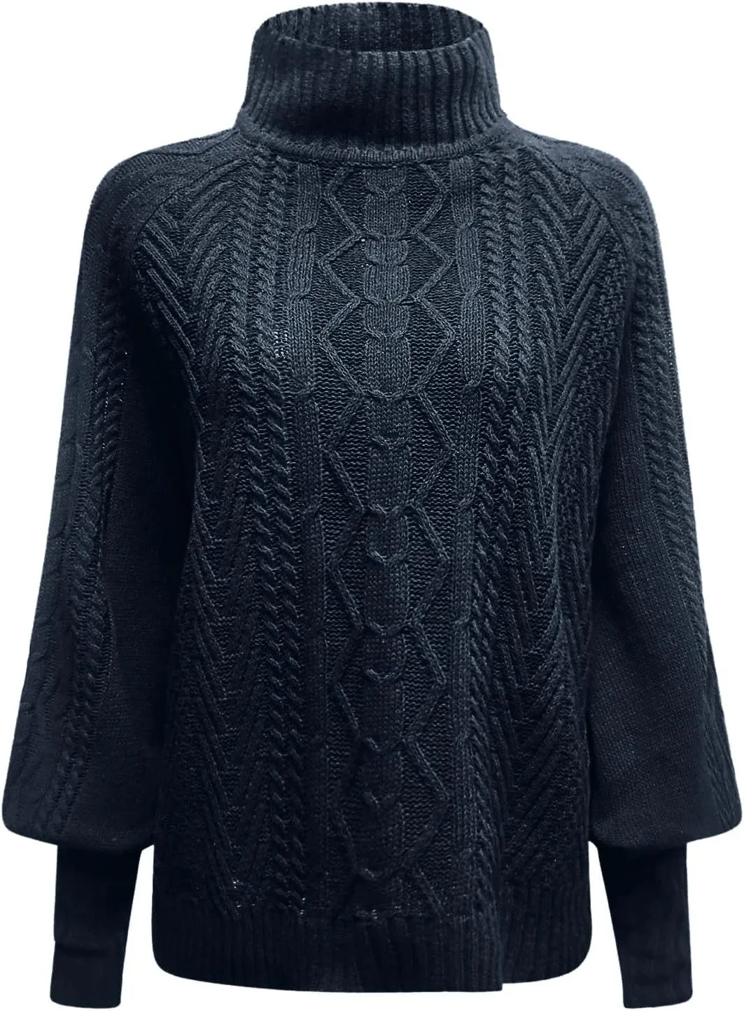 Ladies Mid Neck Sweater Loose Long Sleeve Knit Solid Color Sweater Pullover Top Chunky Sweaters Pullover