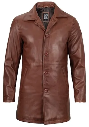 Leather Coat Men  Carcoat Style Winter Classic Long Real Leather Jackets For Men
