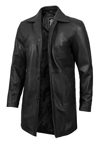 Leather Coat Men  Carcoat Style Winter Classic Long Real Leather Jackets For Men
