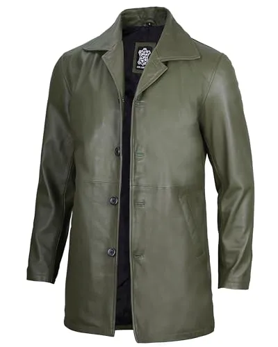 Leather Coat Men  Carcoat Style Winter Classic Long Real Leather Jackets For Men