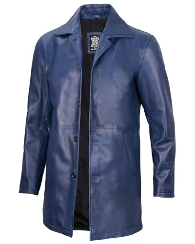 Leather Coat Men  Carcoat Style Winter Classic Long Real Leather Jackets For Men