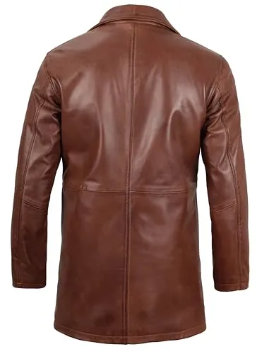 Leather Coat Men  Carcoat Style Winter Classic Long Real Leather Jackets For Men