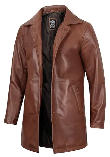 Leather Coat Men  Carcoat Style Winter Classic Long Real Leather Jackets For Men