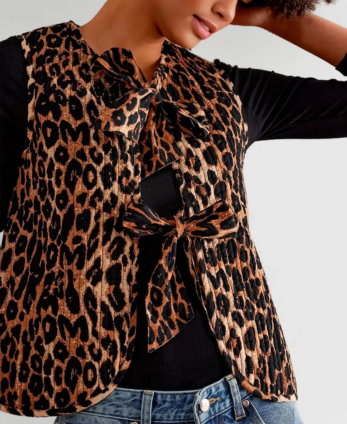 Leopard Print Bow Vest
