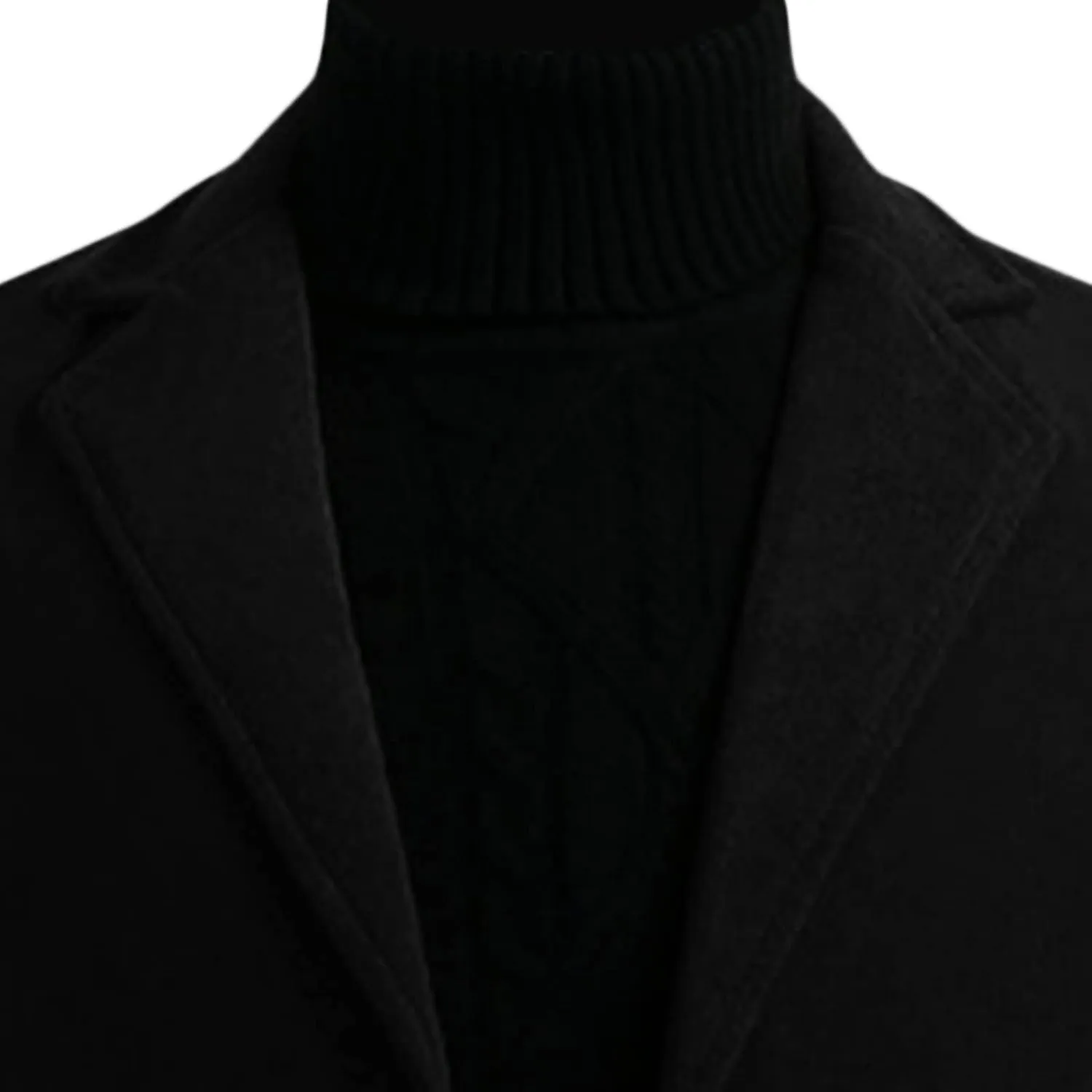 Maiyifu-GJ Men's Wool Blend Trench Coats Mid-Length Notched Collar Slim Overcoat Casual Business Single Breasted Long Jackets