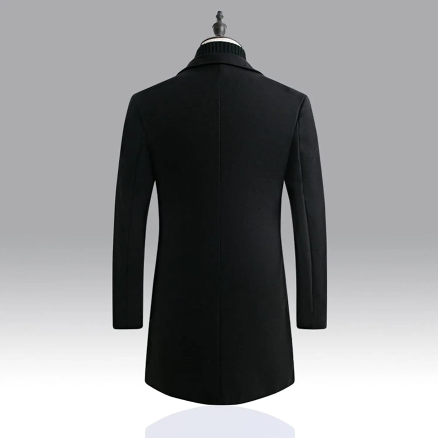 Maiyifu-GJ Men's Wool Blend Trench Coats Mid-Length Notched Collar Slim Overcoat Casual Business Single Breasted Long Jackets