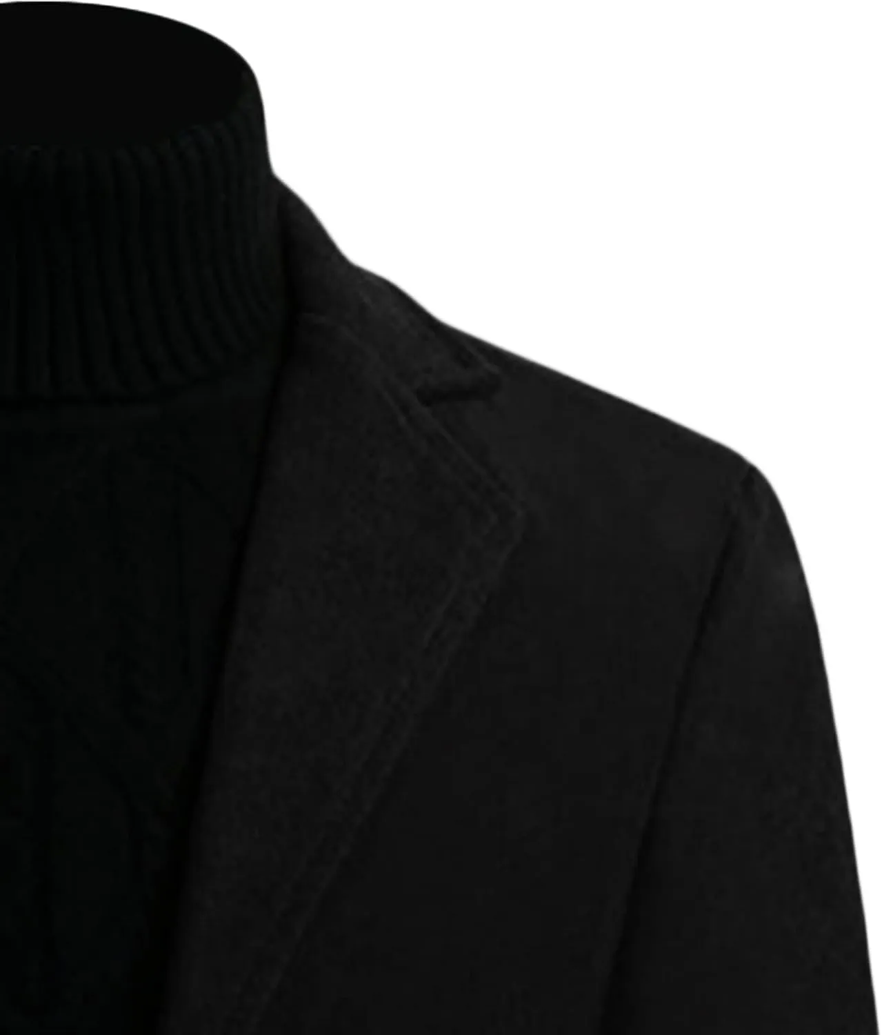 Maiyifu-GJ Men's Wool Blend Trench Coats Mid-Length Notched Collar Slim Overcoat Casual Business Single Breasted Long Jackets