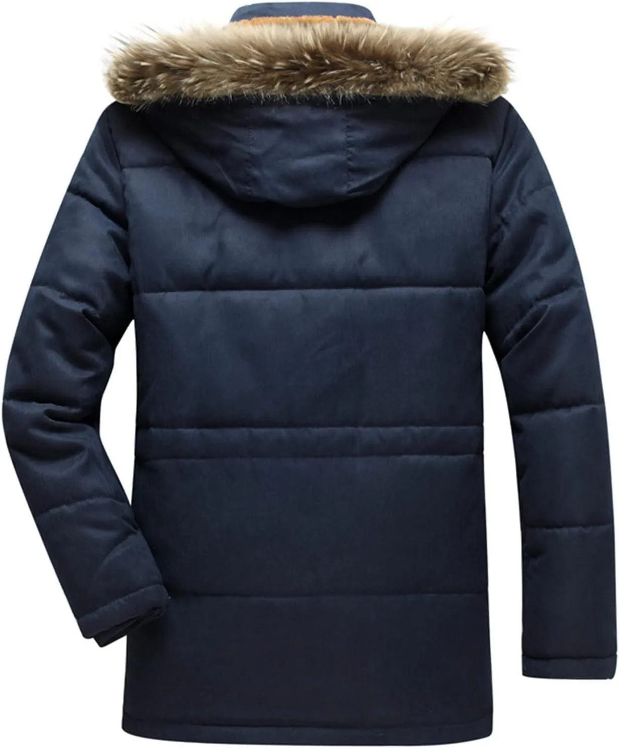 Maryia Mens Parka Jacket Waterproof Winter Hooded Jacket Casual Warm Quilted Coat with Fur Hood Thick Outdoor Outwear