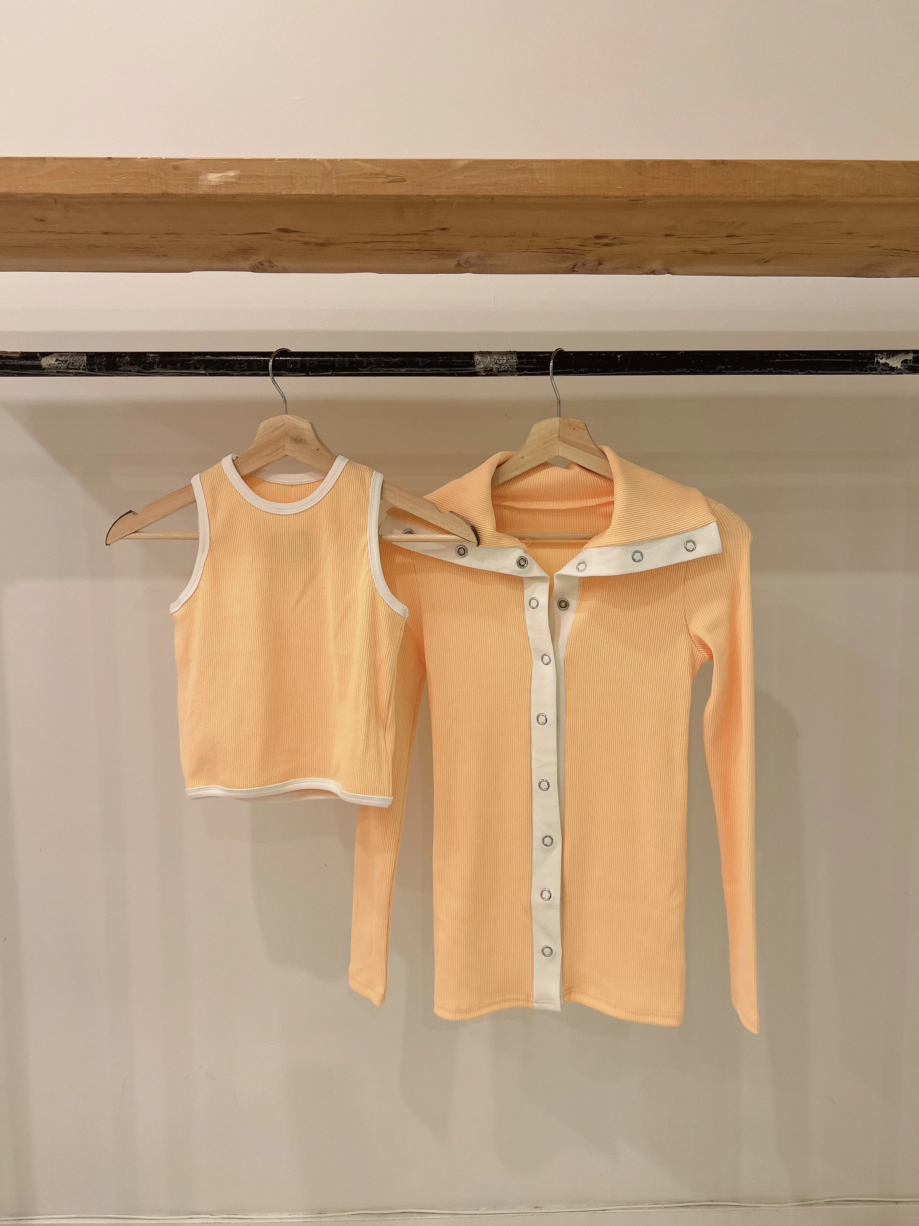 MELON Ribbed tank   cardi set