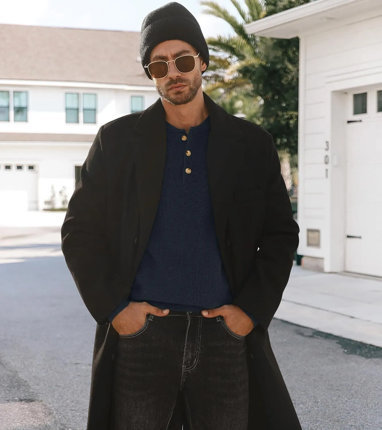 Men Henley Knit Sweater Long Sleeve Button Sweater Casual Pullover Lightweight Slim Fit Tops