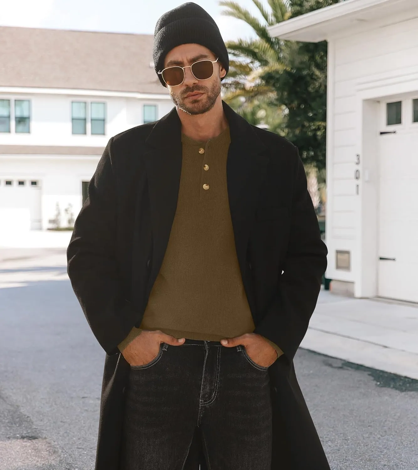 Men Henley Knit Sweater Long Sleeve Button Sweater Casual Pullover Lightweight Slim Fit Tops