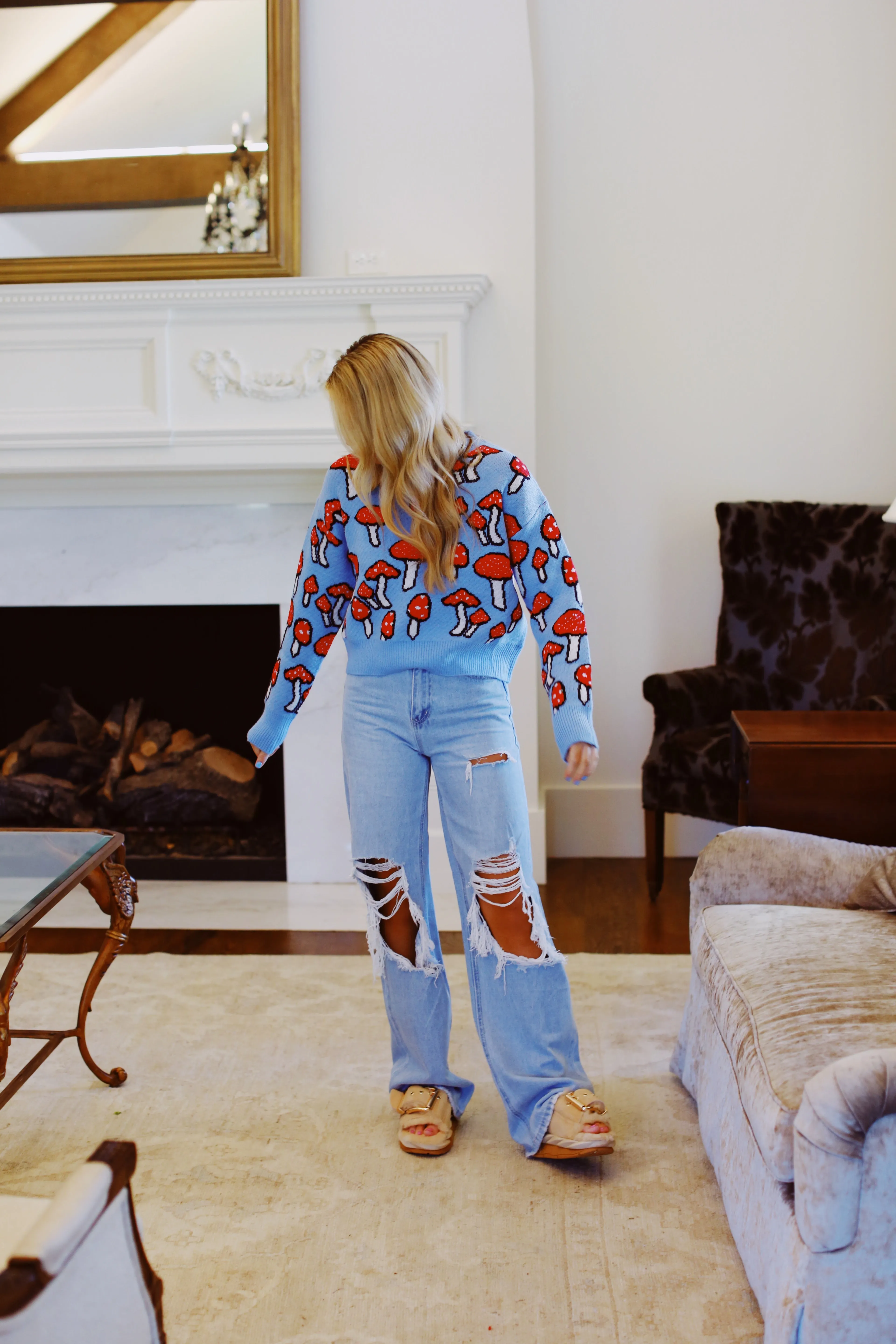 Mushroom Print Sweater