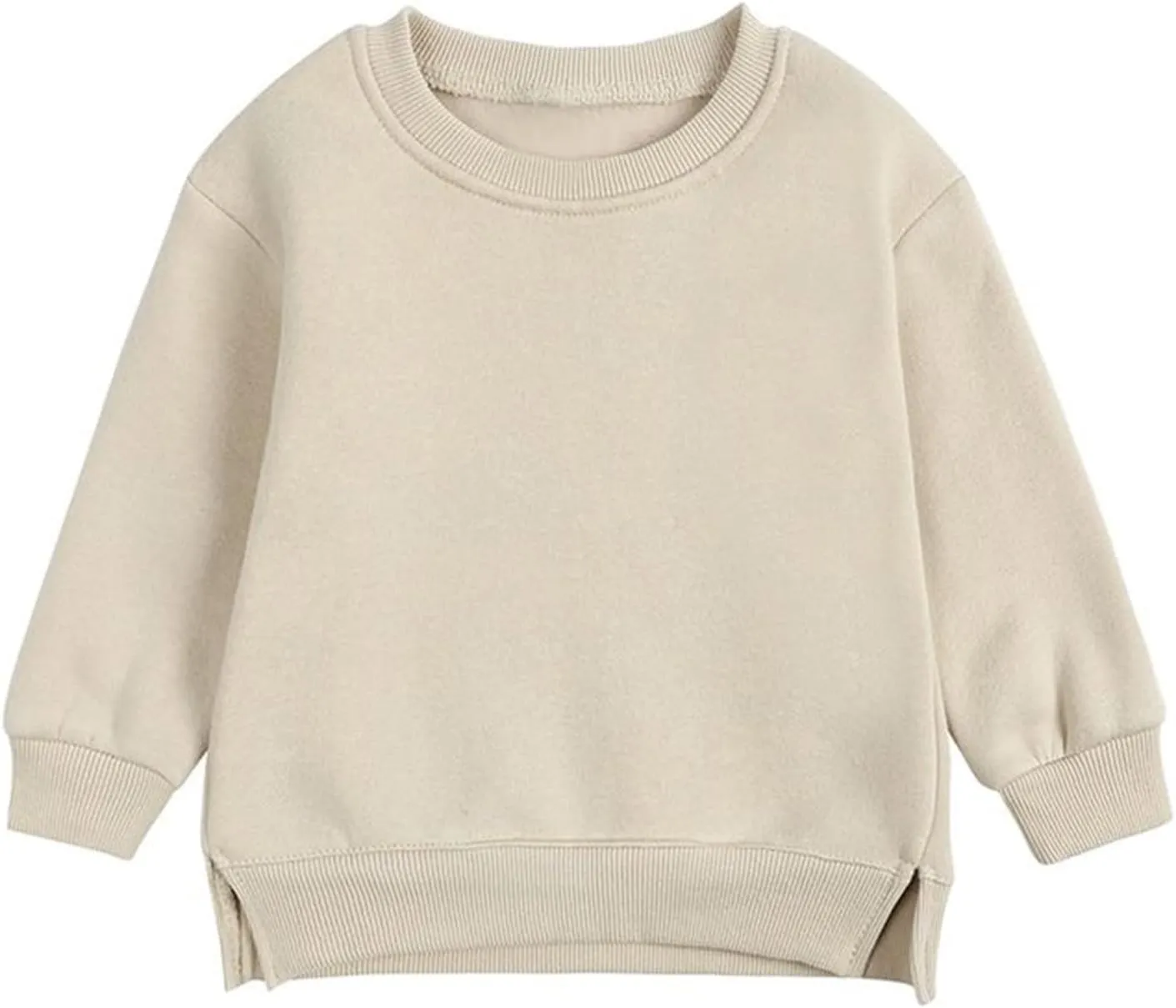 Newborn Infant Baby Boys Girls Cotton Pullover Sweatshirt Toddler Solid Color Crewneck Blouse Shirt Tops Kids Warm Clothes