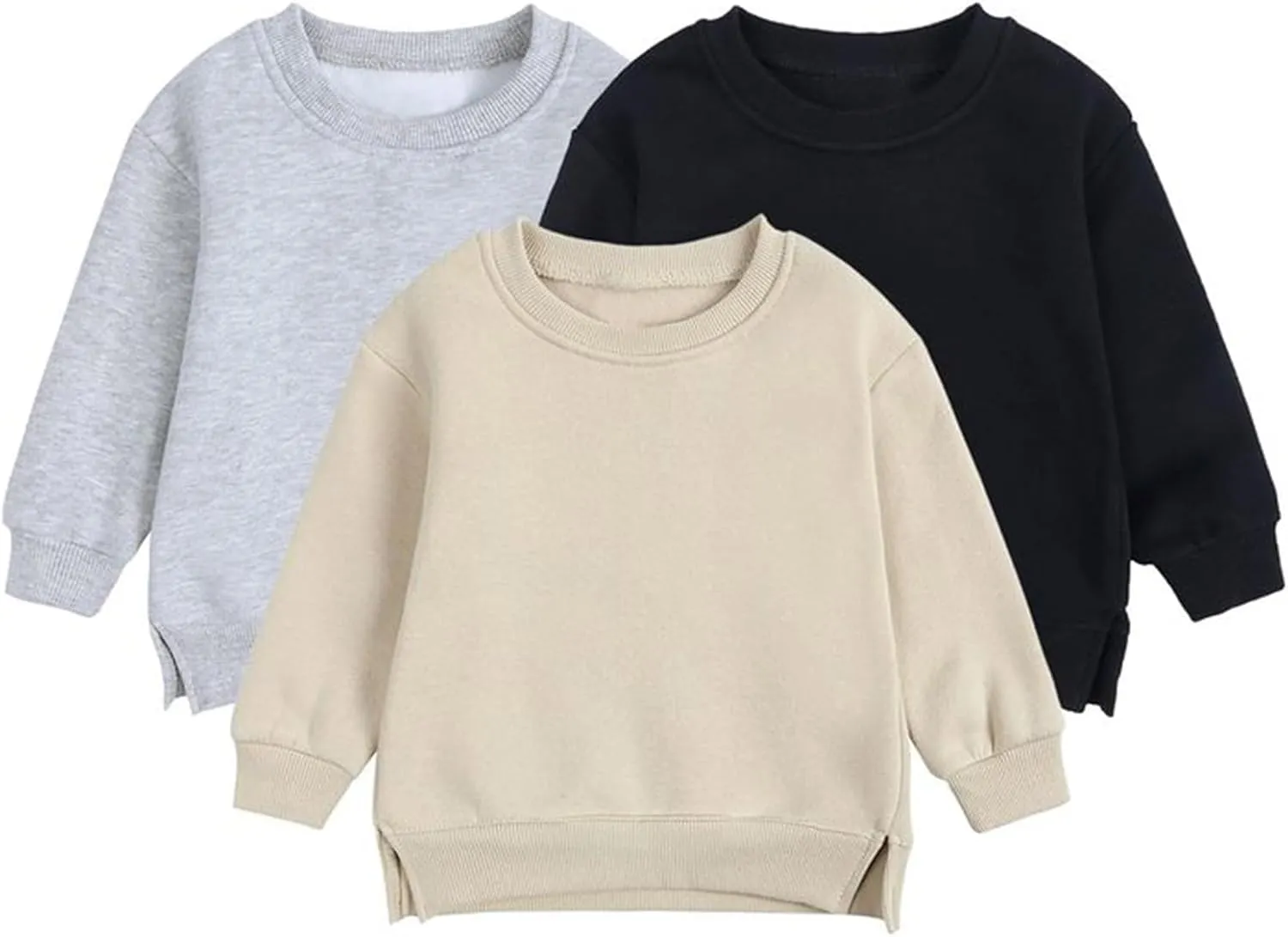 Newborn Infant Baby Boys Girls Cotton Pullover Sweatshirt Toddler Solid Color Crewneck Blouse Shirt Tops Kids Warm Clothes