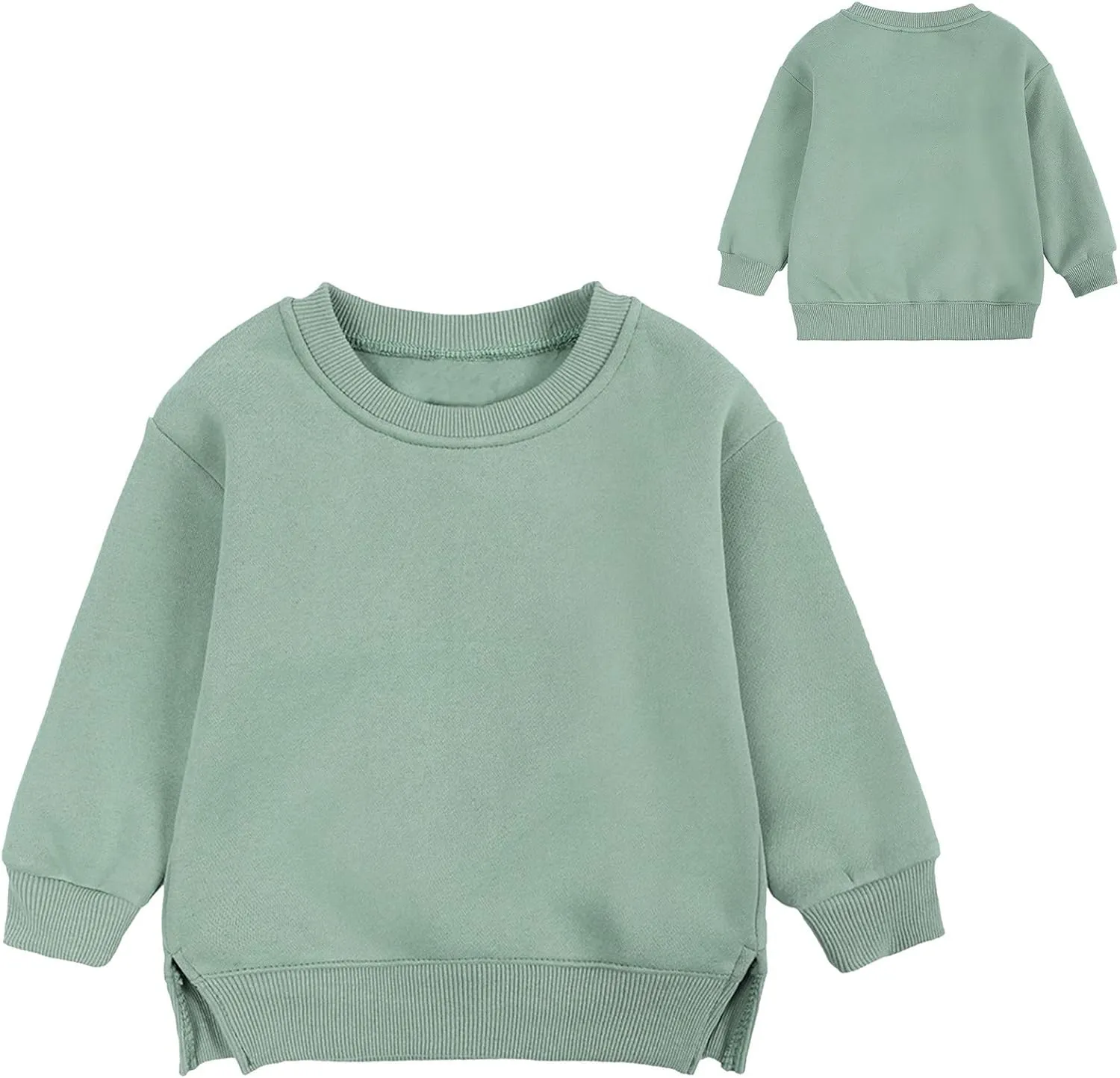Newborn Infant Baby Boys Girls Cotton Pullover Sweatshirt Toddler Solid Color Crewneck Blouse Shirt Tops Kids Warm Clothes