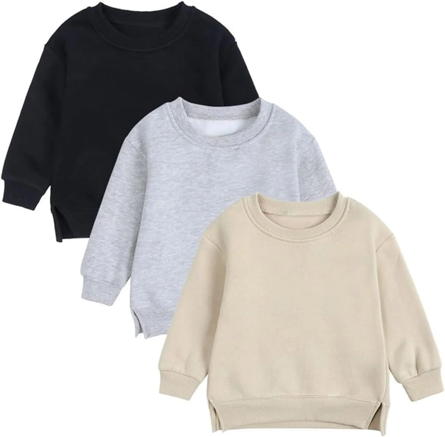 Newborn Infant Baby Boys Girls Cotton Pullover Sweatshirt Toddler Solid Color Crewneck Blouse Shirt Tops Kids Warm Clothes