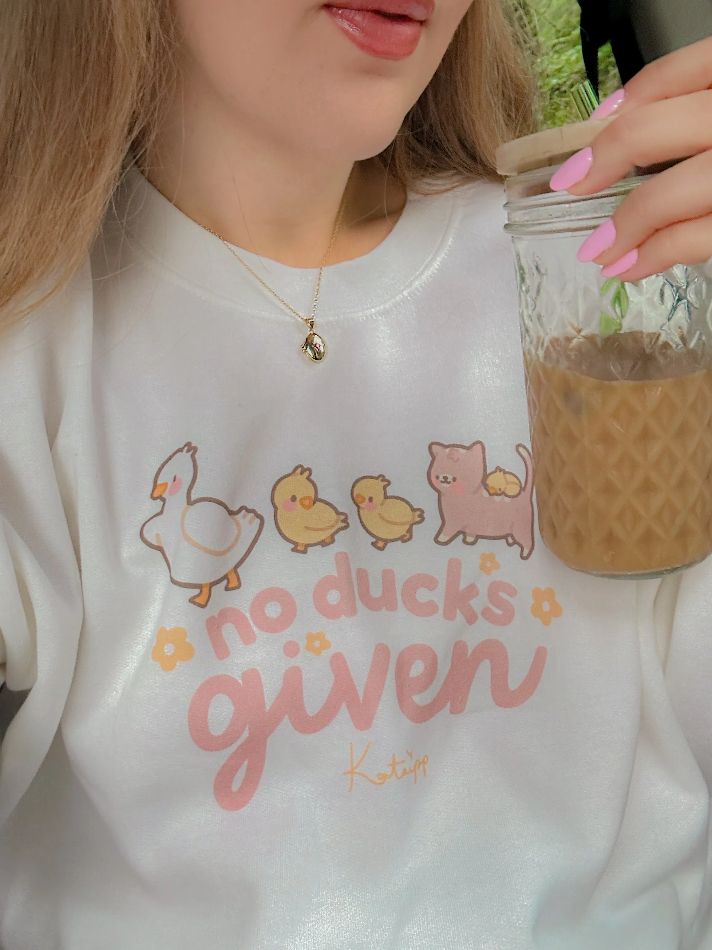 No Ducks Given Kawaii Spring Sweatshirt | Funny Pun Sweater | Cute & Cozy Seasonal Apparel