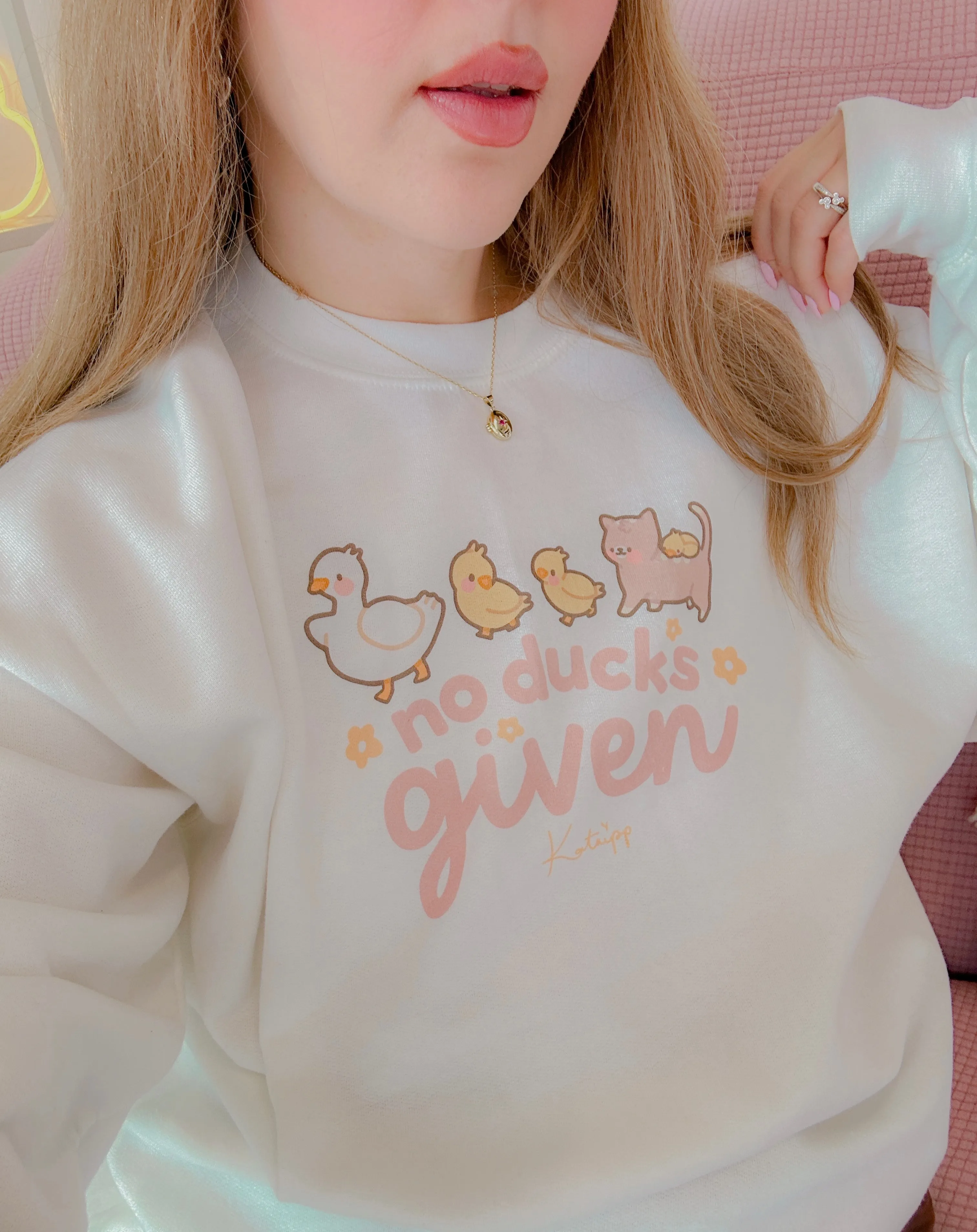 No Ducks Given Kawaii Spring Sweatshirt | Funny Pun Sweater | Cute & Cozy Seasonal Apparel