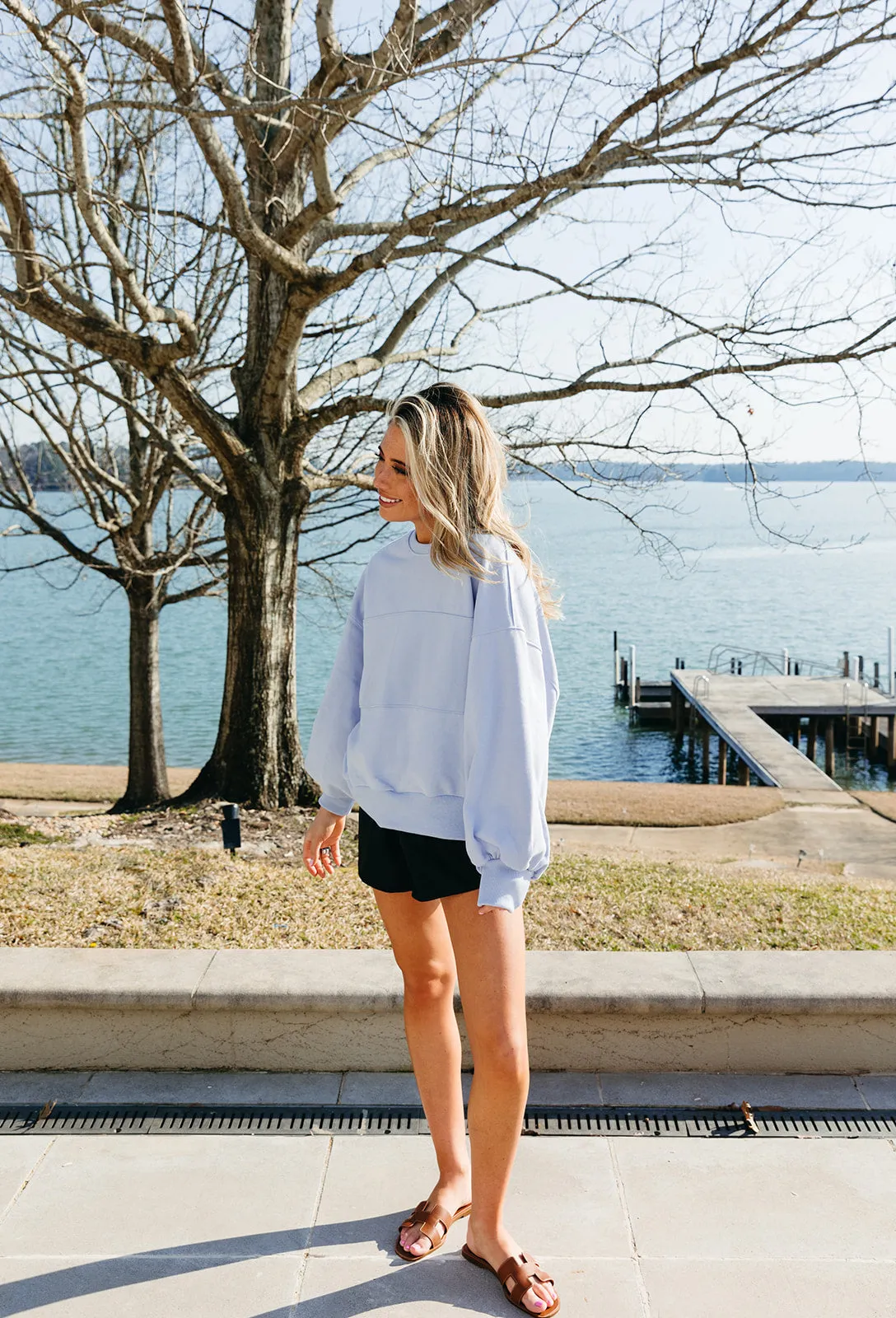 On The Go Oversized Sweatshirt - Lt Blue