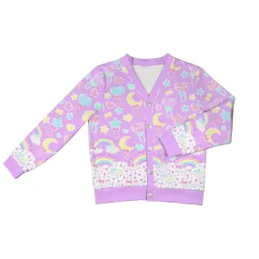 Pastel Party Women's Ribbed Button Up Cardigan (Lavender)