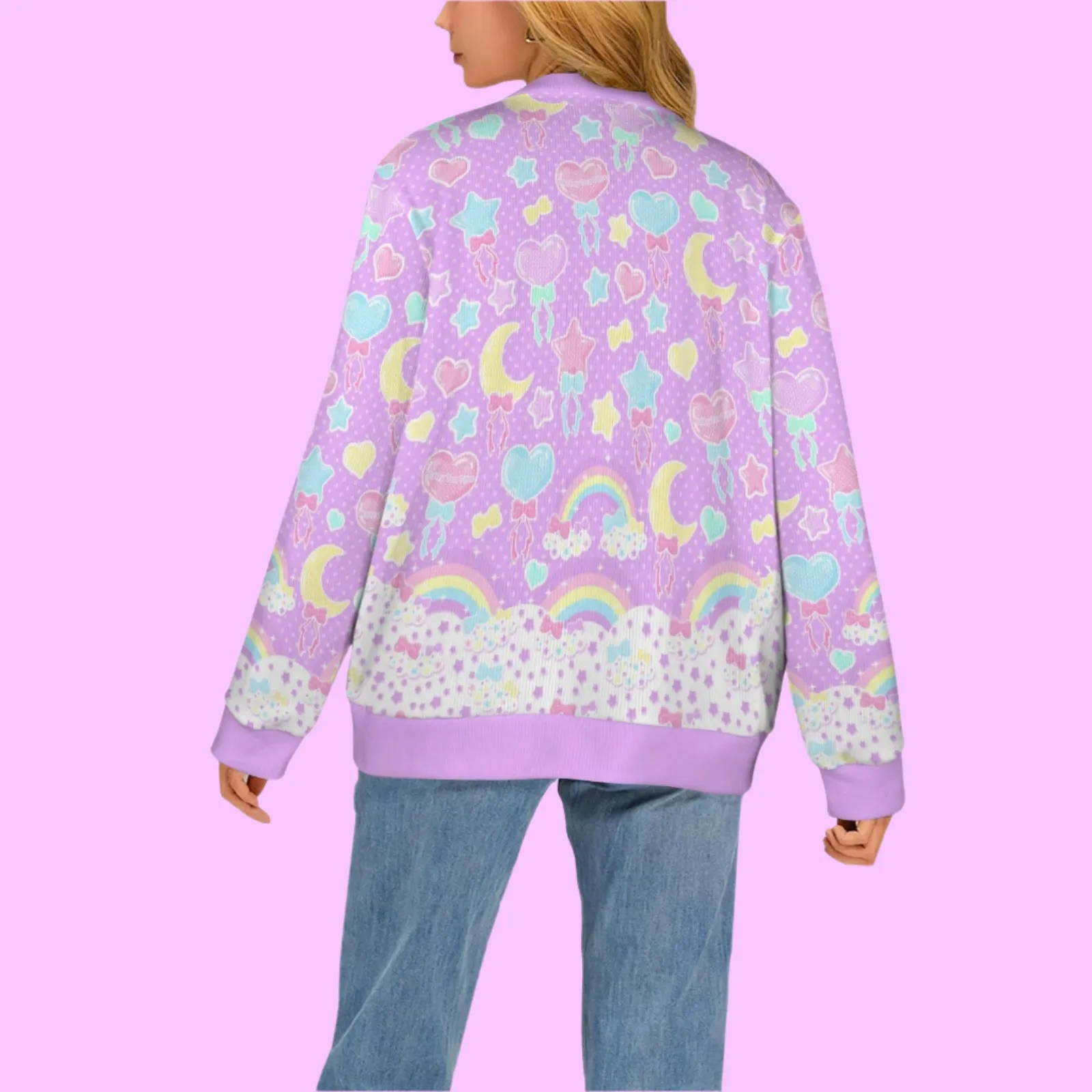 Pastel Party Women's Ribbed Button Up Cardigan (Lavender)