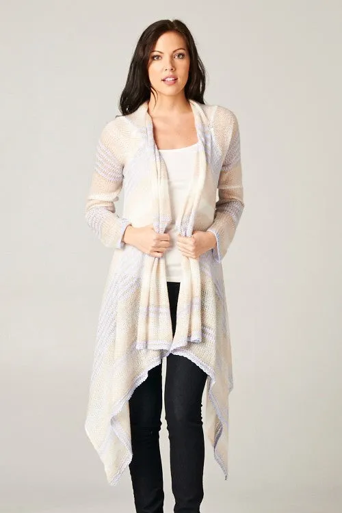 Pastel Striped Waterfall Cardigan