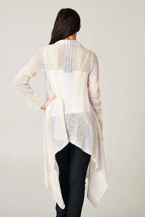 Pastel Striped Waterfall Cardigan