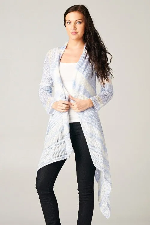 Pastel Striped Waterfall Cardigan