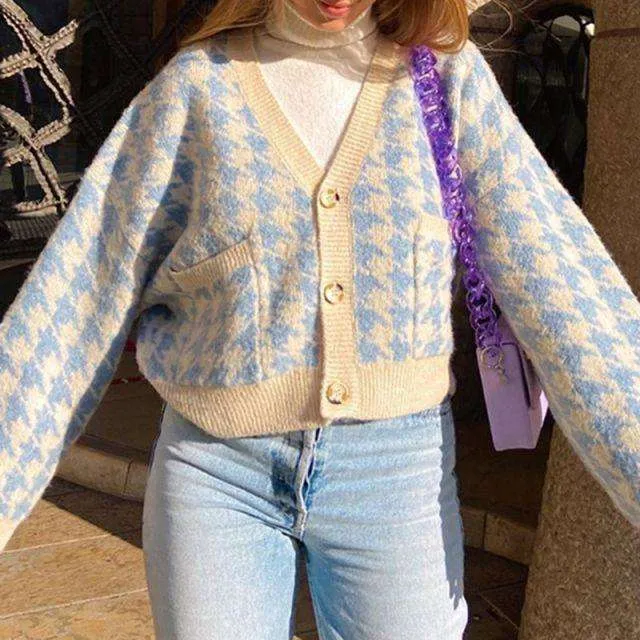 Plaid Print Cardigan