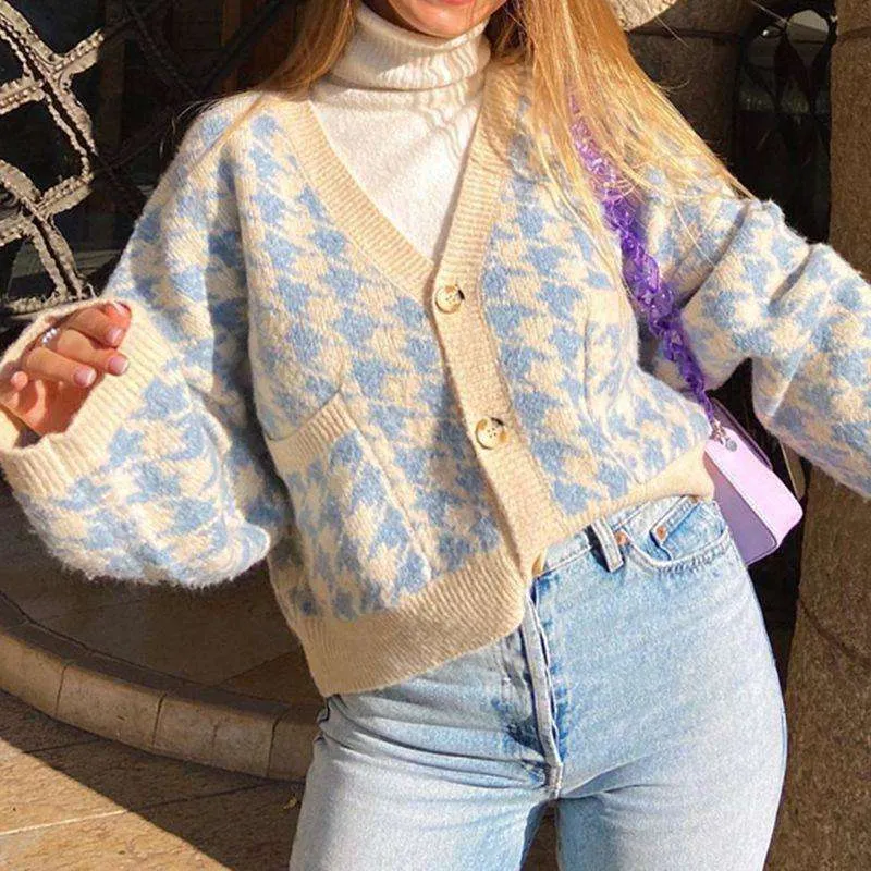 Plaid Print Cardigan
