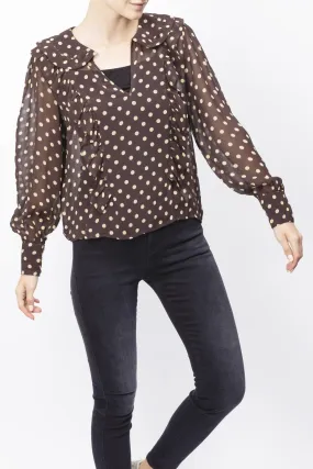 Polka Dot Printed Ruffle Blouse