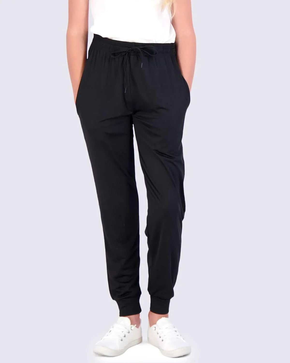 Real Essentials 3 Pack: Girls' Dry-Fit Jogger Sweatpants Soft Active Athletic Kids Joggers with Pockets & Drawstring