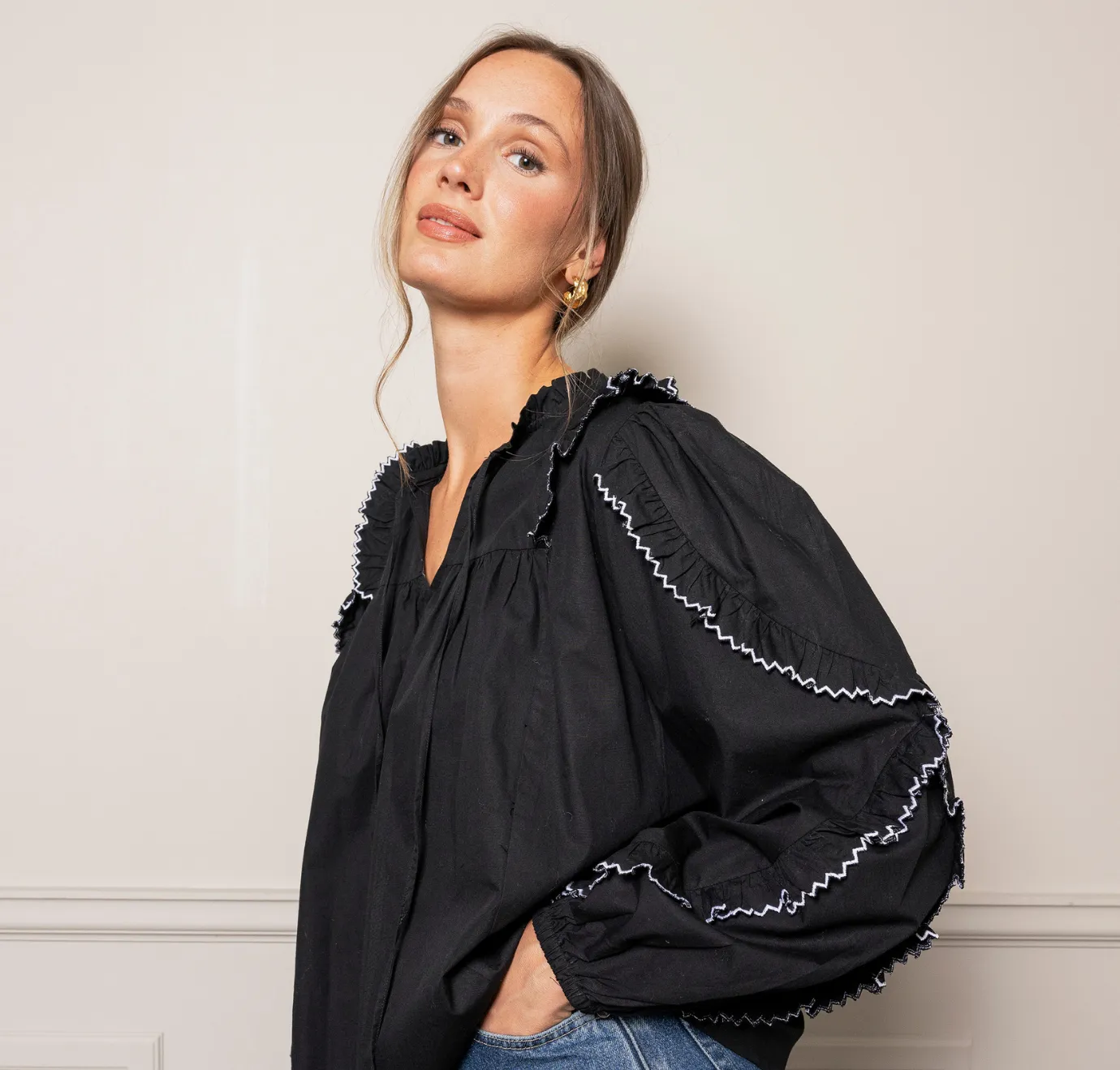 Sabina Blouse Ebony Broderie