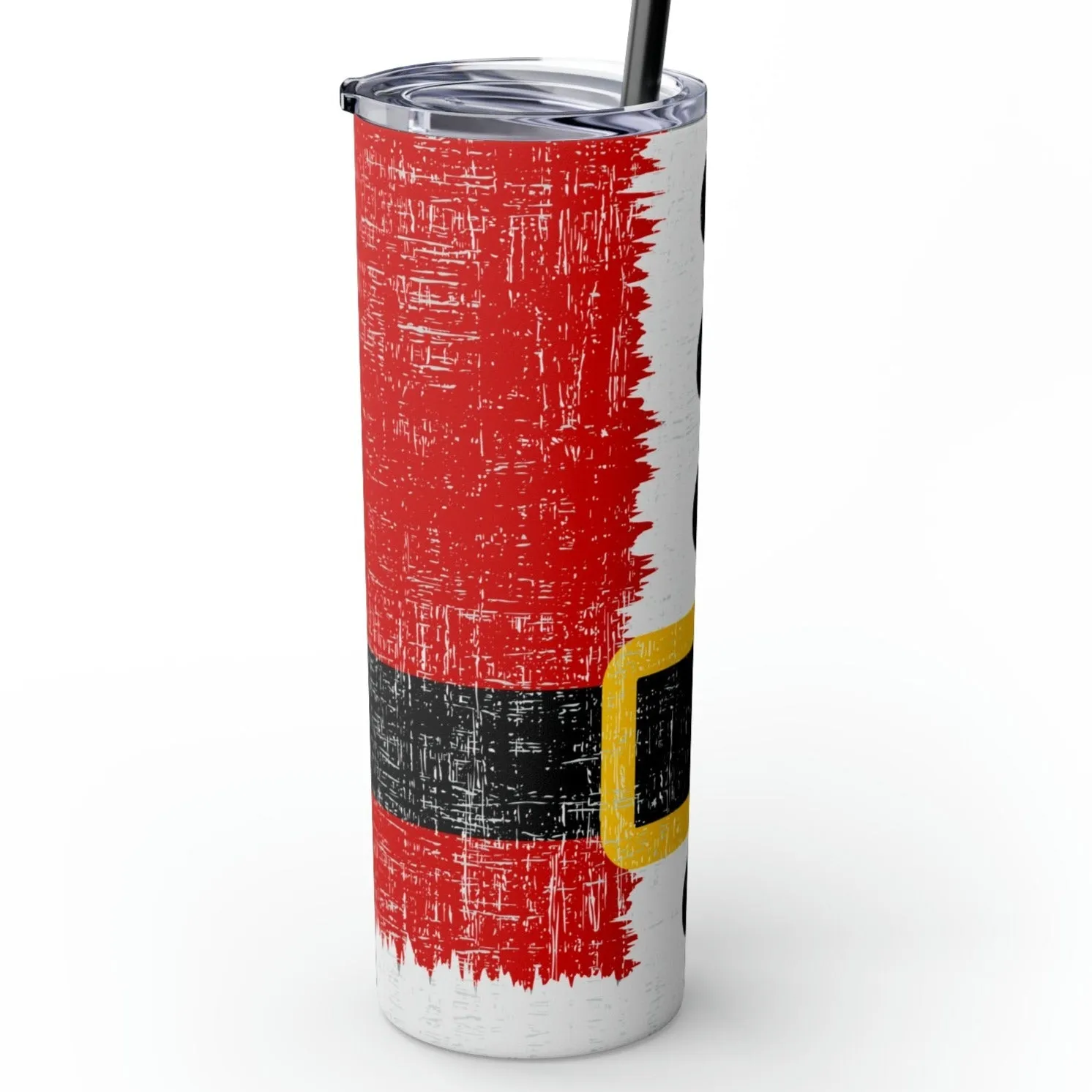 Santa's Coat and Belt 20oz Skinny Tumbler with Straw: Festive Sipper