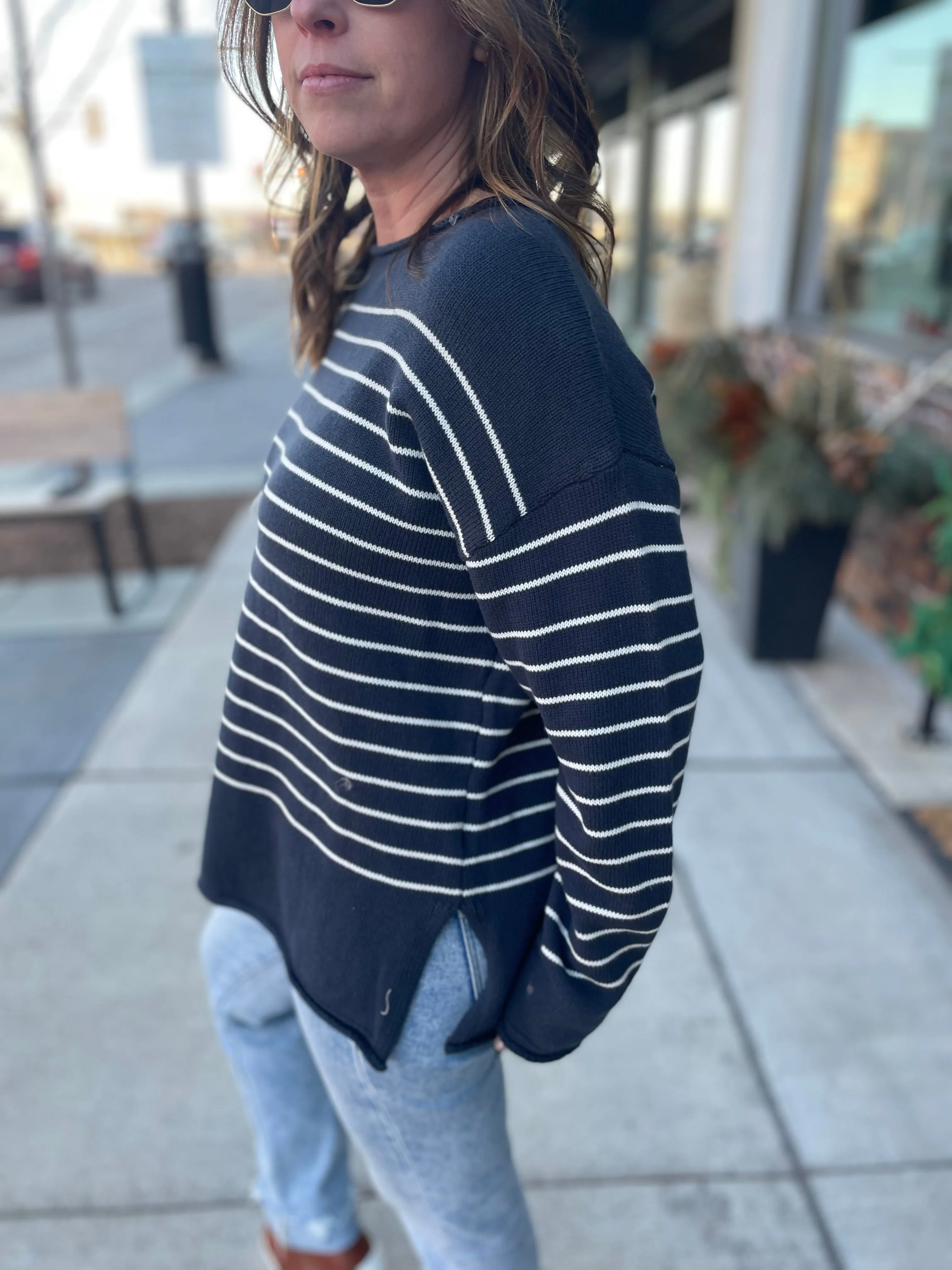 Scoop Neck Striped Sweater