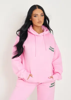 Serena Baby Pink Printed Oversized Hoodie