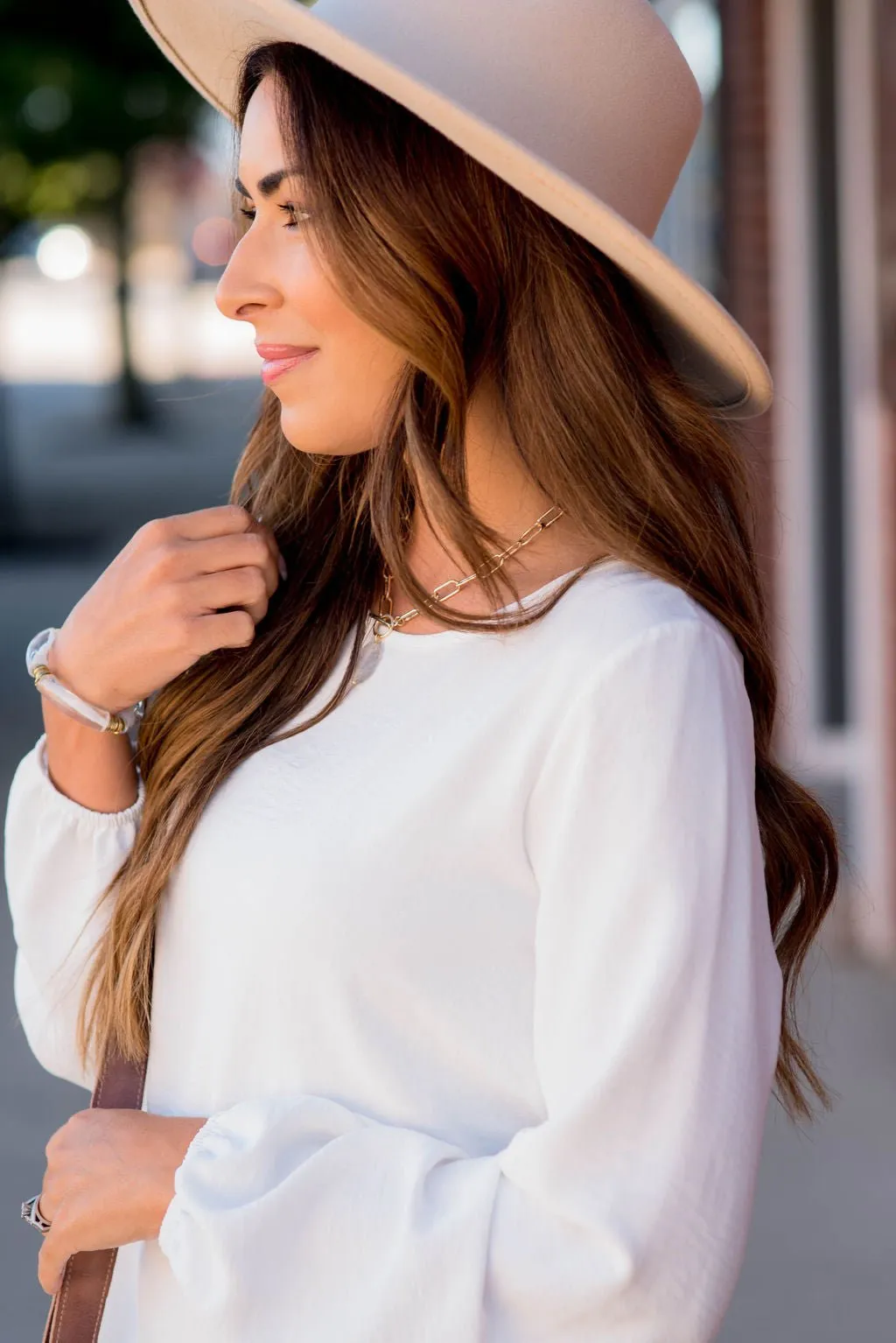 Side Button Long Sleeve Blouse