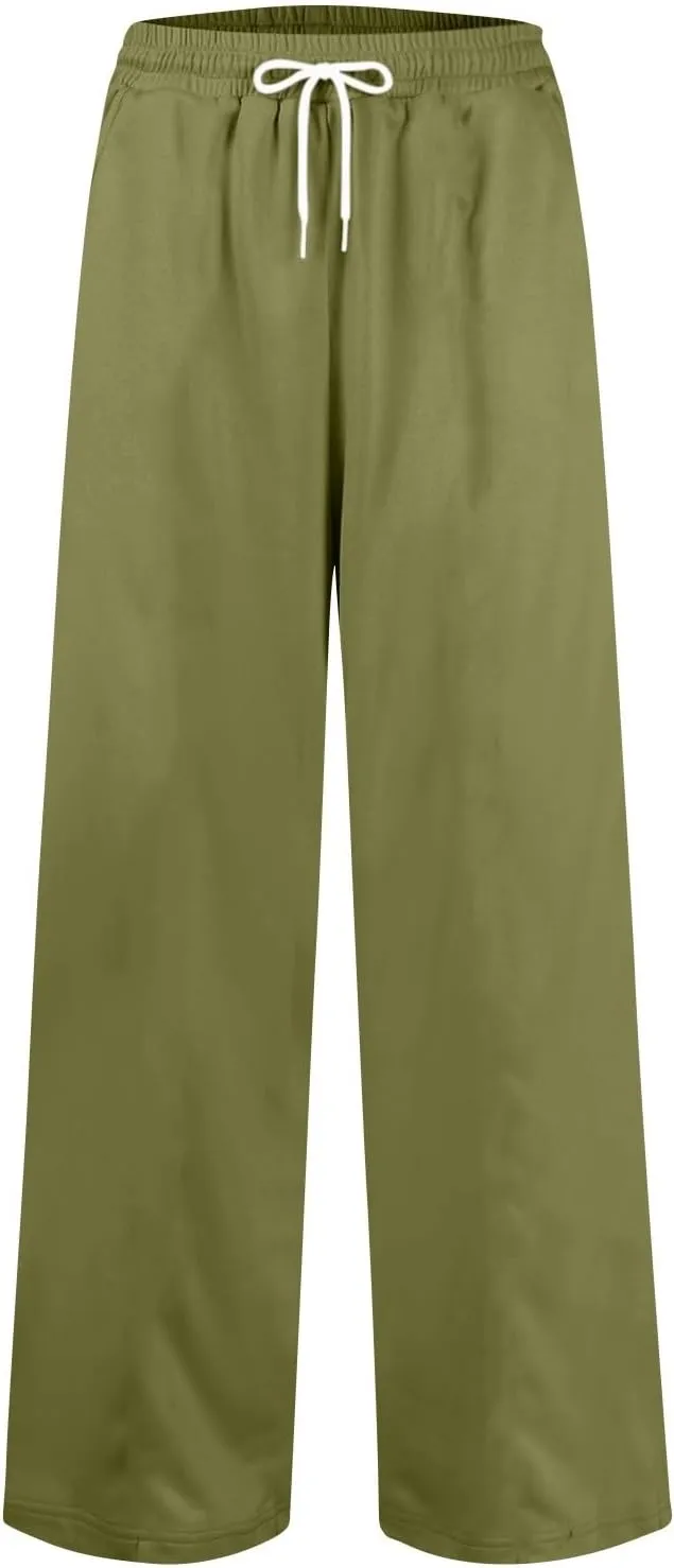 Soft Pajama Pants for Women, Wide Leg Comfy Casual Lounge Baggy Sweatpants Drawstring Workout Pants Pockets