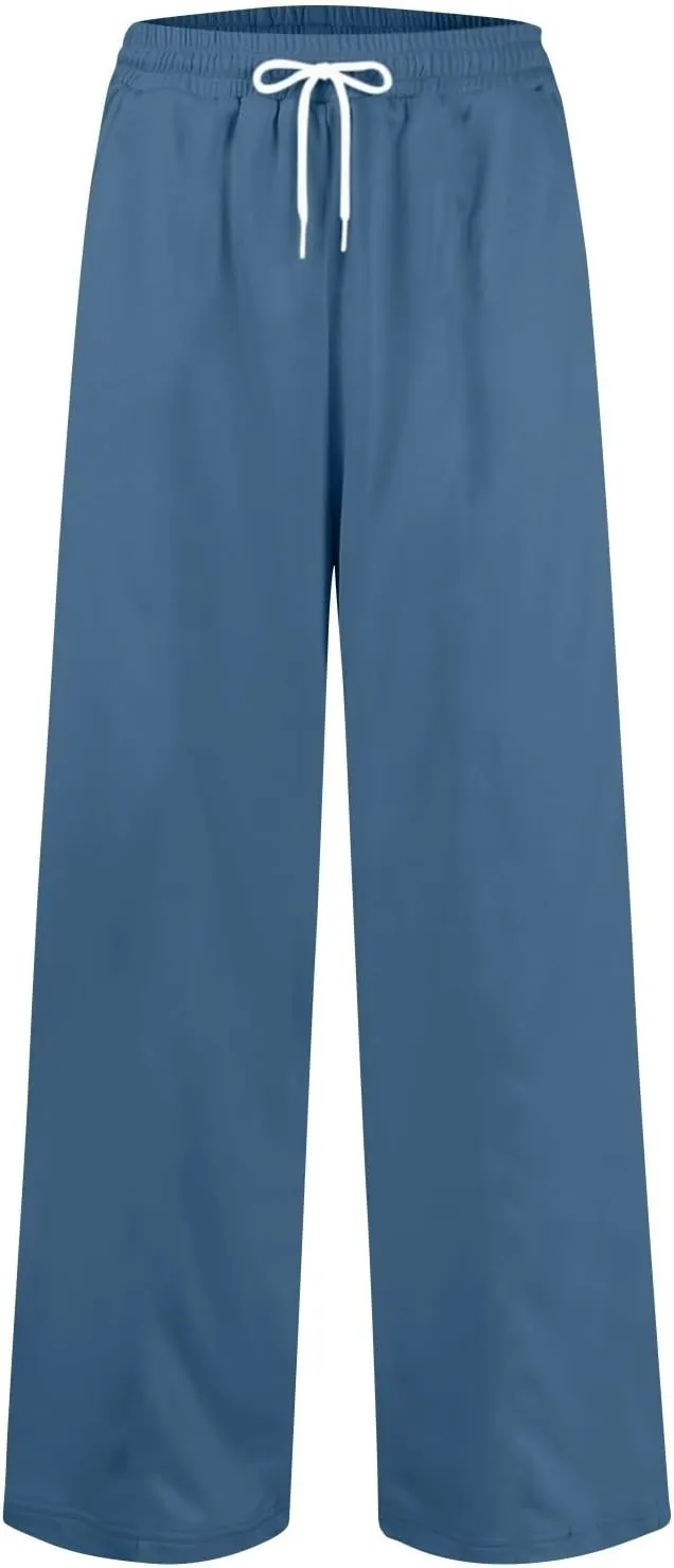 Soft Pajama Pants for Women, Wide Leg Comfy Casual Lounge Baggy Sweatpants Drawstring Workout Pants Pockets