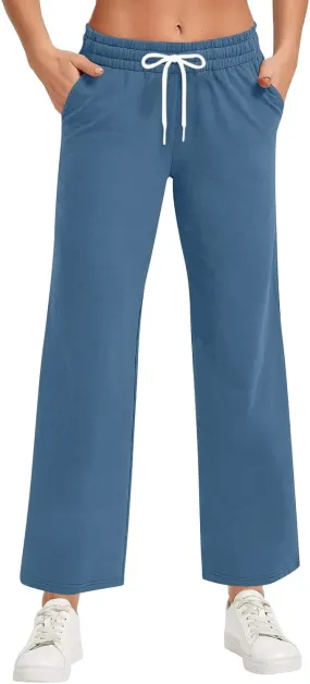 Soft Pajama Pants for Women, Wide Leg Comfy Casual Lounge Baggy Sweatpants Drawstring Workout Pants Pockets