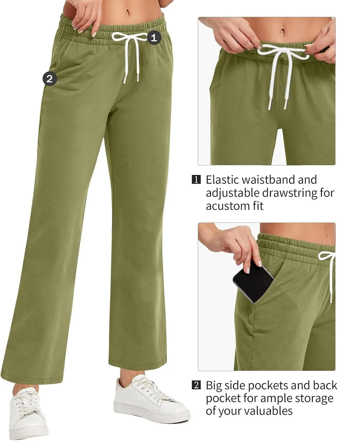 Soft Pajama Pants for Women, Wide Leg Comfy Casual Lounge Baggy Sweatpants Drawstring Workout Pants Pockets