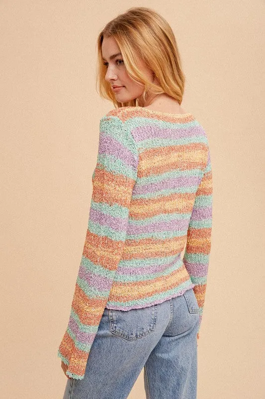 STRIPED SWEATER WITH BELL SLEEVES