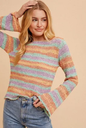 STRIPED SWEATER WITH BELL SLEEVES